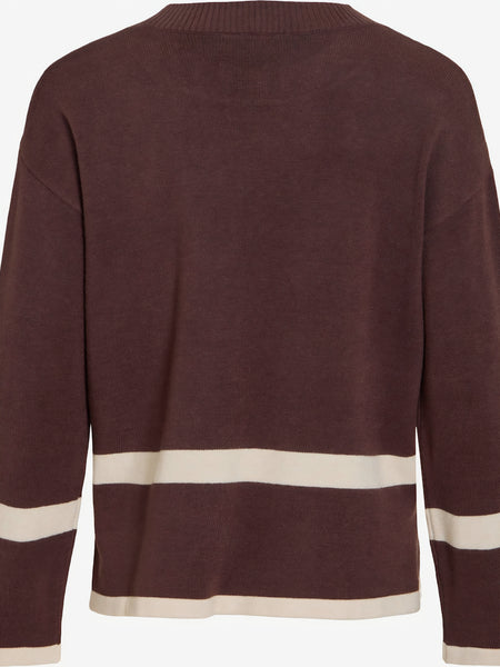 Vila Oversized Knitted Jumper In Brown