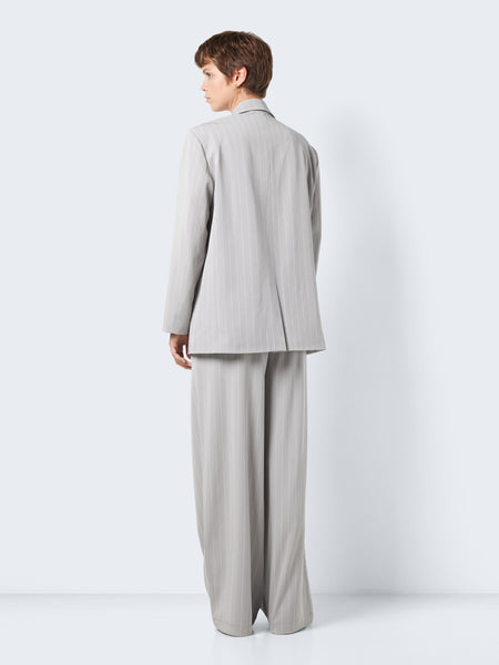 Noisy May Grey Pinstripe Oversized Blazer & Trouser Power Suit