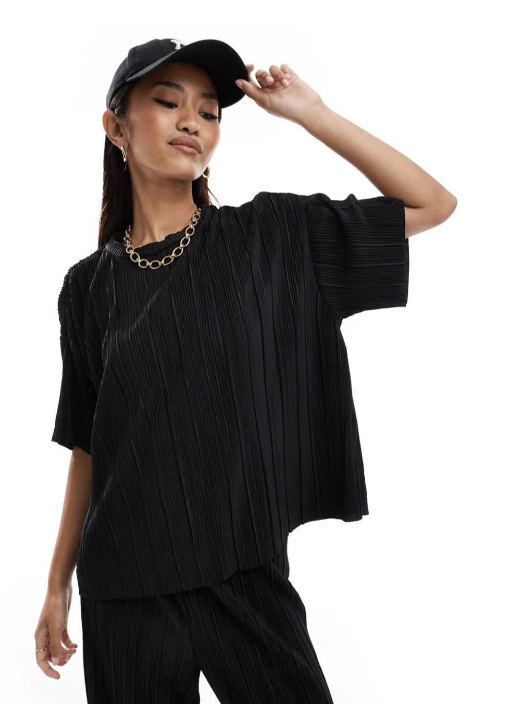 Only Plisse Drop Shoulder Tshirt
