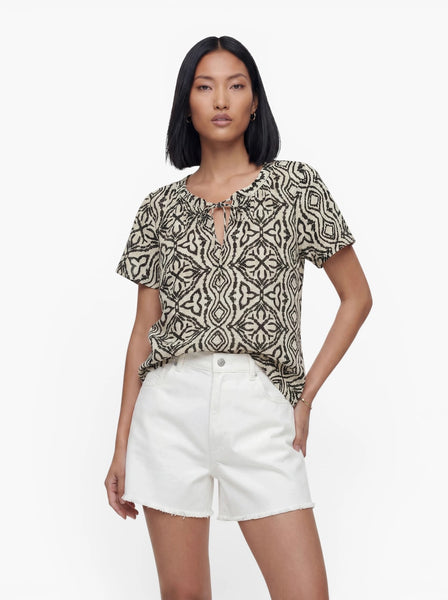 VM Short Sleeve Relaxed Fit Patterned Top