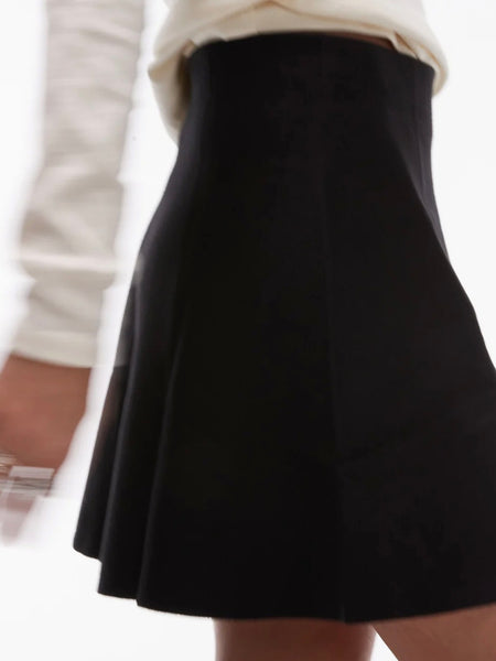 Only Knitted Skater Skirt In Black