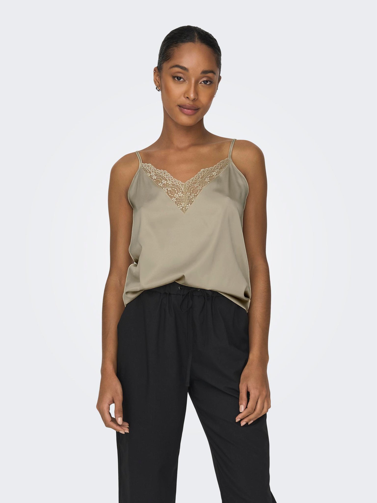 Only Gold Lace Trim Cami Top