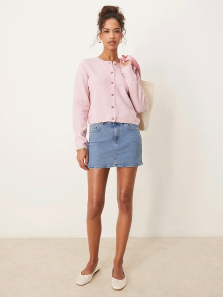 JDY Chloe Crew Neck Cardigan In Pink