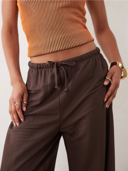 JDY Wide Leg Trousers In Chocolate Brown