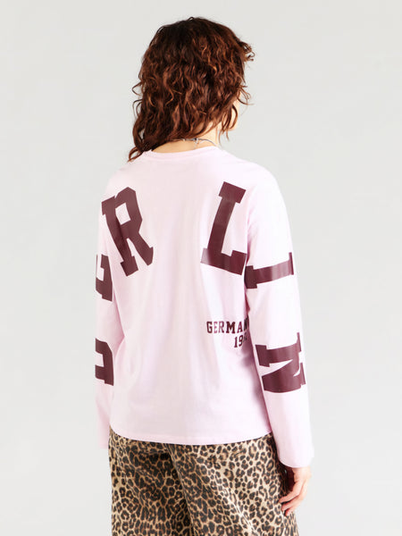 Pieces Long Sleeve Berlin Printed Back Tshirt In Pink