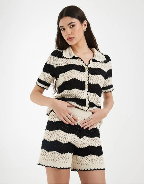 VM Crochet Shorts Co-ord Set In Black - Items Sold Separately