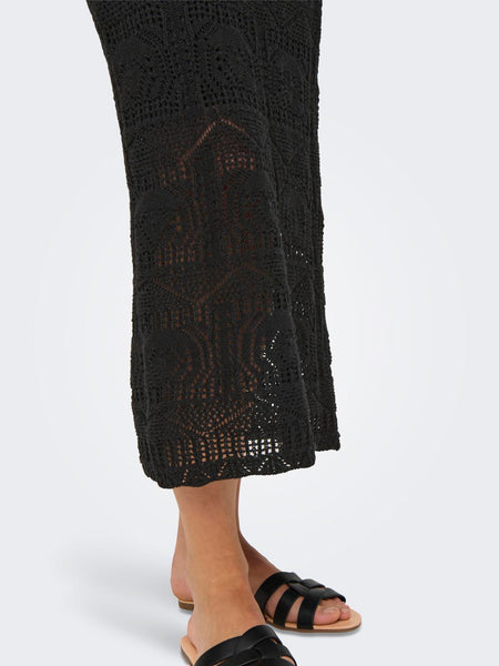 Only Beach Life Crochet Knit Maxi Dress In Black