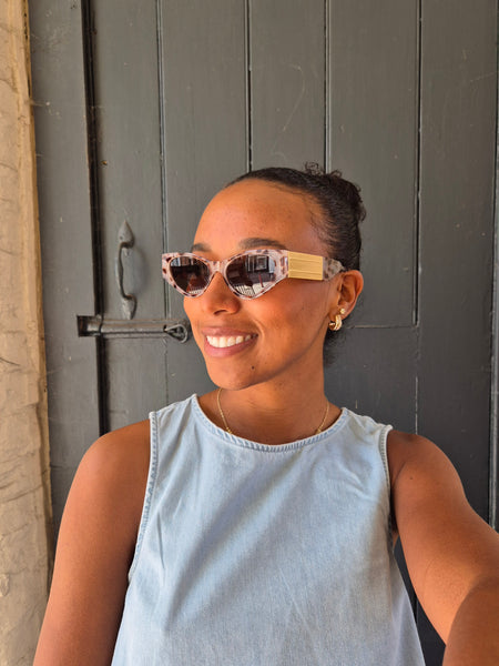 Pieces Slim Cat Eye Sunglasses In Tortoiseshell or Black