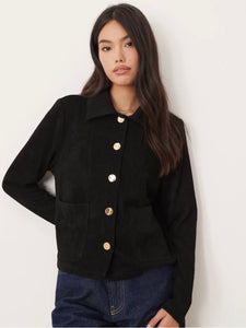 Vila Collared Polo Gold Button Detail Cardigan In Black