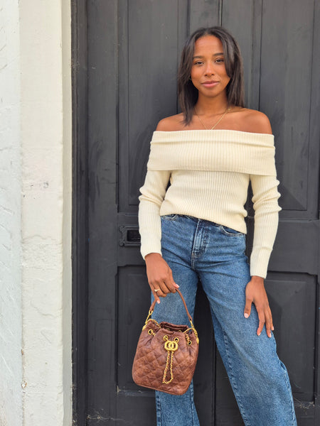 Only Off The Shoulder Knit In Cream