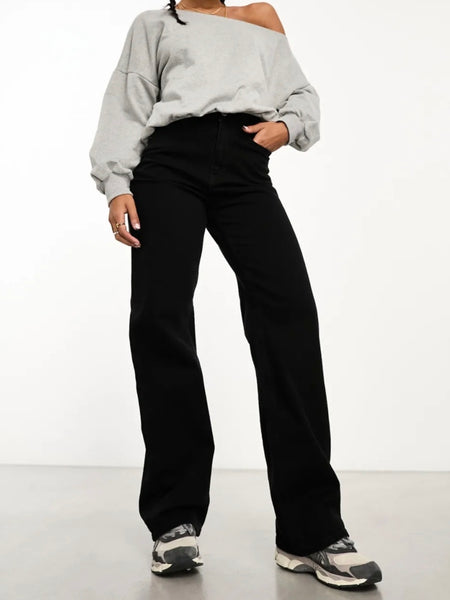 VM Tessa High Waist Wide Leg Jeans In Black