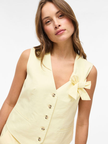 Vila Tailored Waistcoat & Shorts Co-ord Set In Lemon - Items Sold Separately