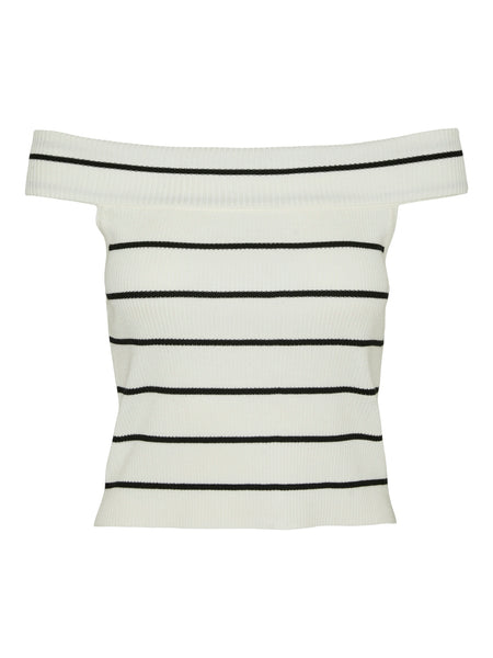 VM Black Stripe Off the Shoulder Ribbed Top