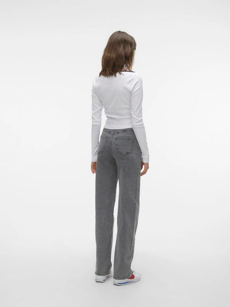 VM Tessa High Waist Wide Leg Jeans In Grey