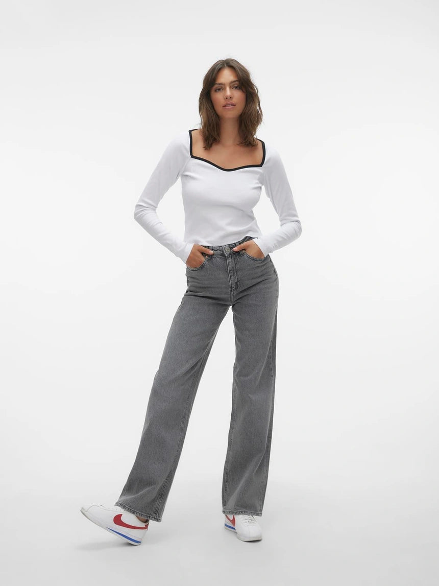 VM Tessa High Waist Wide Leg Jeans In Grey