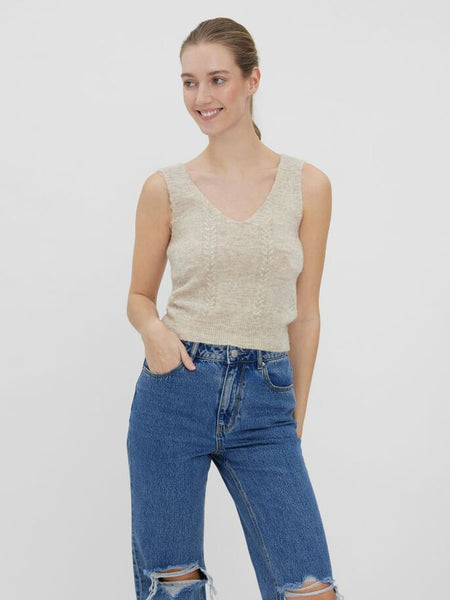 VM Knitted Vest In Beige