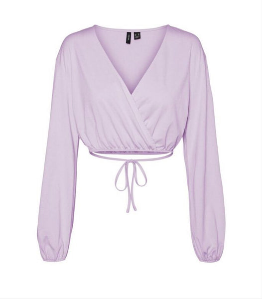 VM Kae Sutherland Cropped Long Sleeve Blouse In Lilac