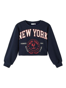 Girls Blue Cropped Sweatshirt
