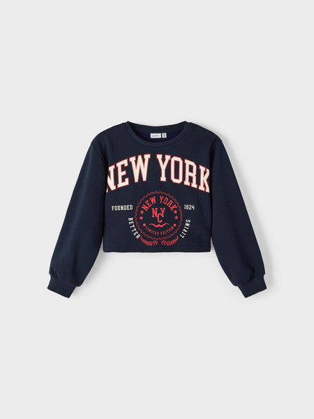 Girls Blue Cropped Sweatshirt