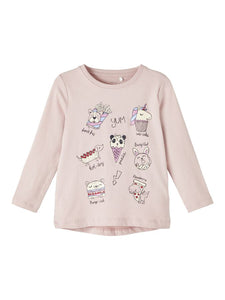 Girls Mini Light Pink Long Sleeve Top