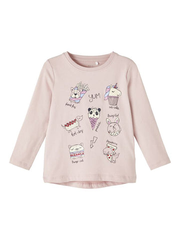 Girls Mini Light Pink Long Sleeve Top