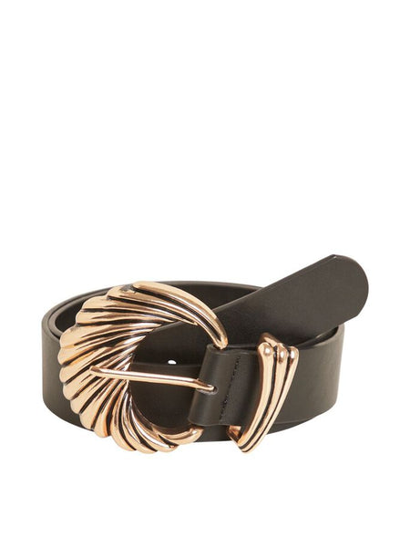 Faux Leather Belt With Detailed Buckle