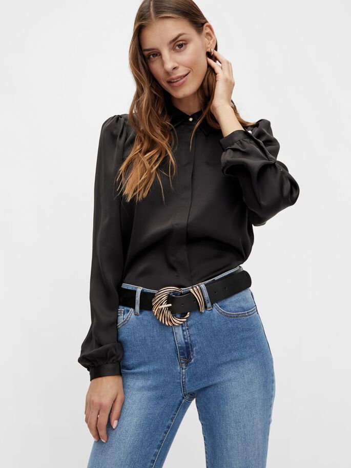 Faux Leather Belt With Detailed Buckle