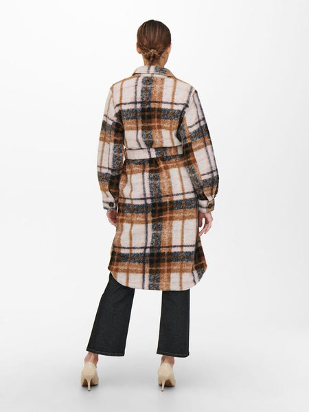 Checked Long Belted Shacket