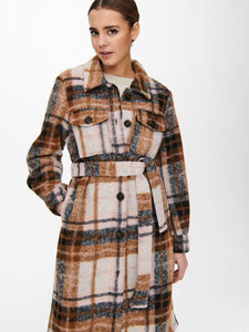 Checked Long Belted Shacket