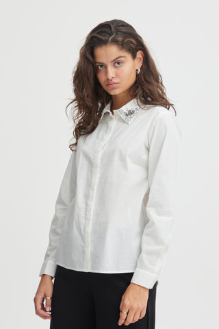 ICHI Embellished White Shirt