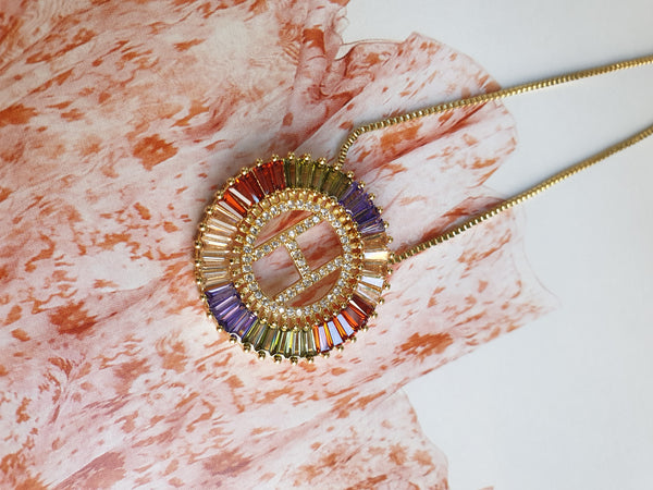 Rainbow Gold Initial Necklace
