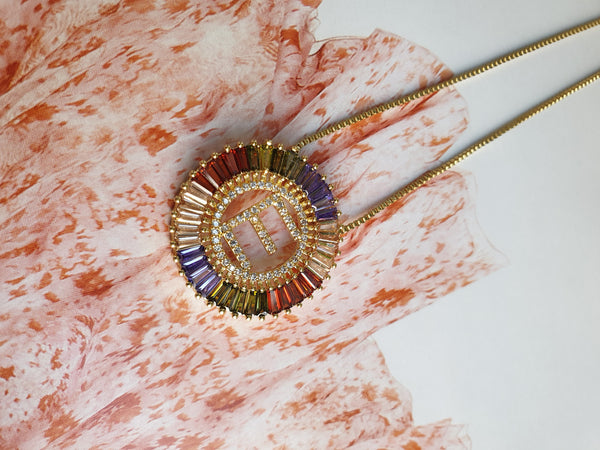 Rainbow Gold Initial Necklace
