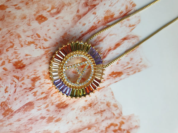 Rainbow Gold Initial Necklace