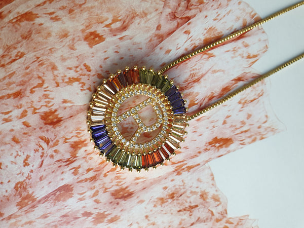 Rainbow Gold Initial Necklace