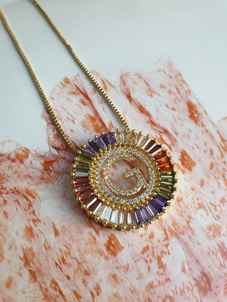 Rainbow Gold Initial Necklace
