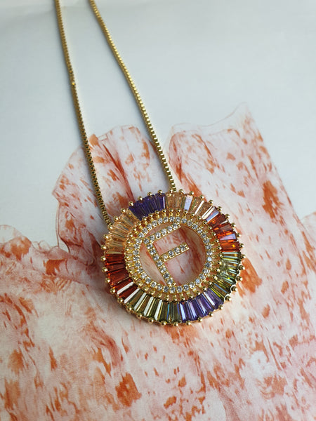 Rainbow Gold Initial Necklace