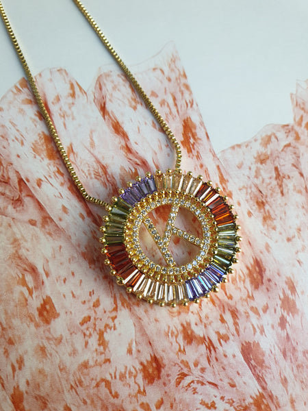 Rainbow Gold Initial Necklace