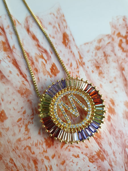 Rainbow Gold Initial Necklace