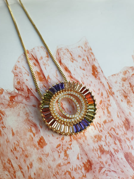 Rainbow Gold Initial Necklace