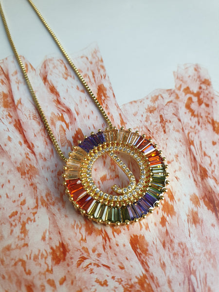 Rainbow Gold Initial Necklace