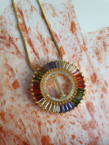 Rainbow Gold Initial Necklace