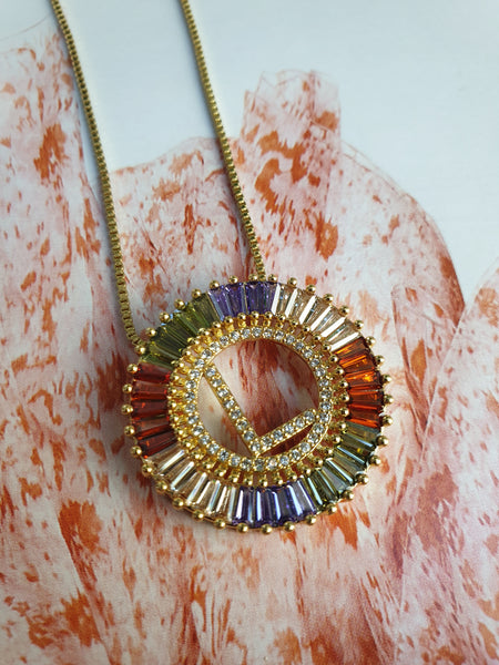 Rainbow Gold Initial Necklace