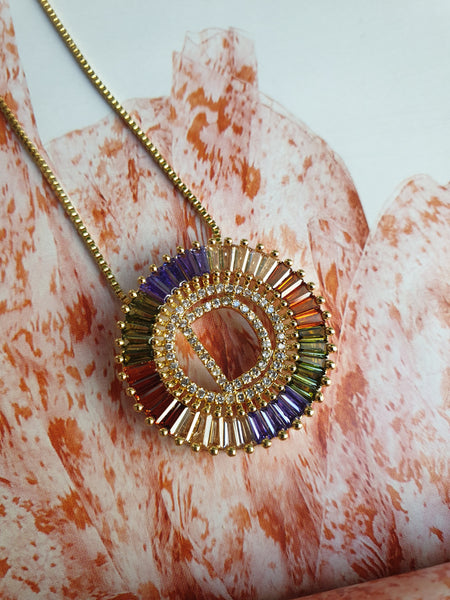 Rainbow Gold Initial Necklace
