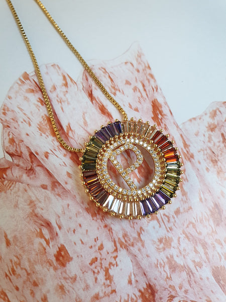 Rainbow Gold Initial Necklace