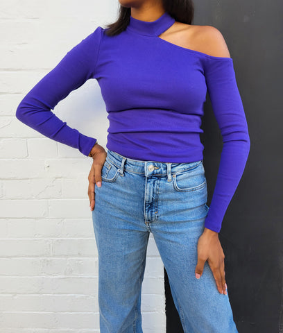 Only Purple Cut Out Long Sleeve Top