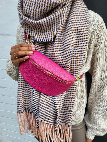 Soft Italian Leather Bumbag In Hot Pink