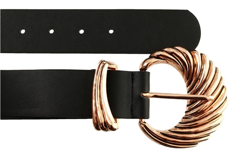 Faux Leather Belt With Detailed Buckle