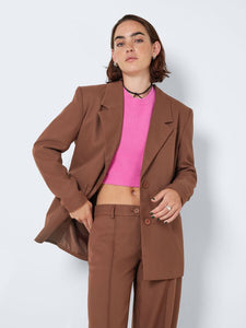 Noisy May Brown Oversized Dad Blazer