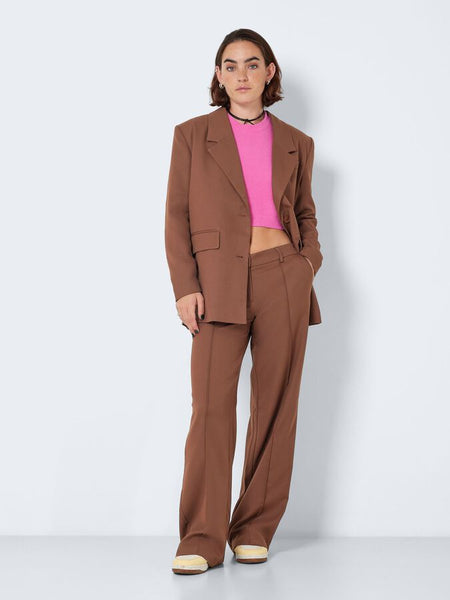 Noisy May Brown Oversized Dad Blazer