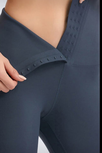 Navy Hook & Eye High Waist Leggings